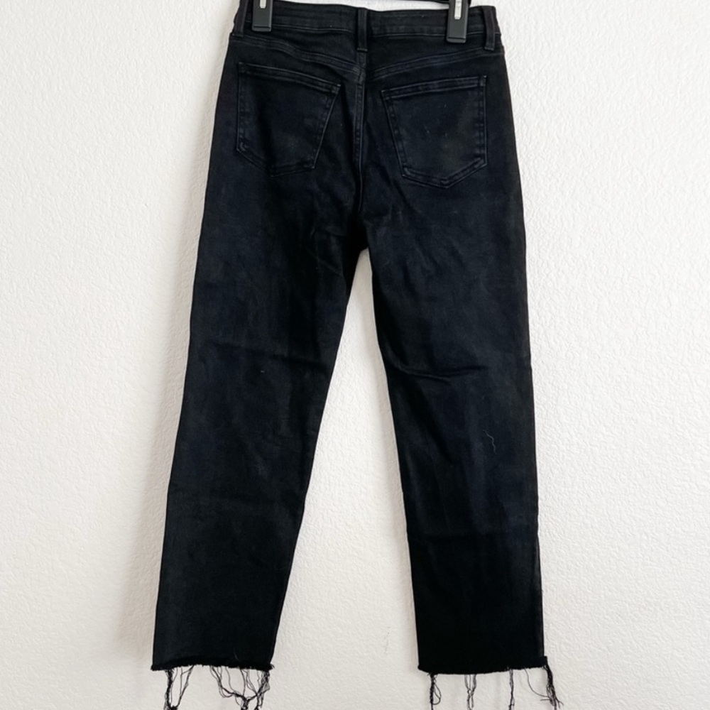 JUST USA Black High Rise Straight Leg Jeans Raw Hem - Picture 2 of 4
